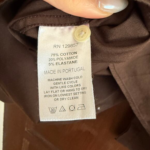 THE SHIRT by Rochelle Behrens | Brown Stretch Cotton button Down Icon Shirt 2XL - Picture 6 of 8